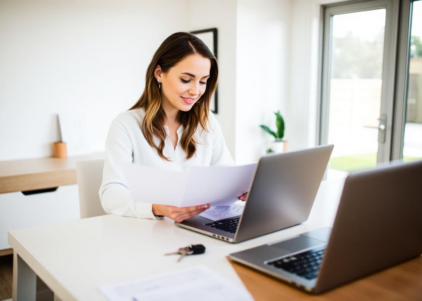Buyer reviewing first home paperwork